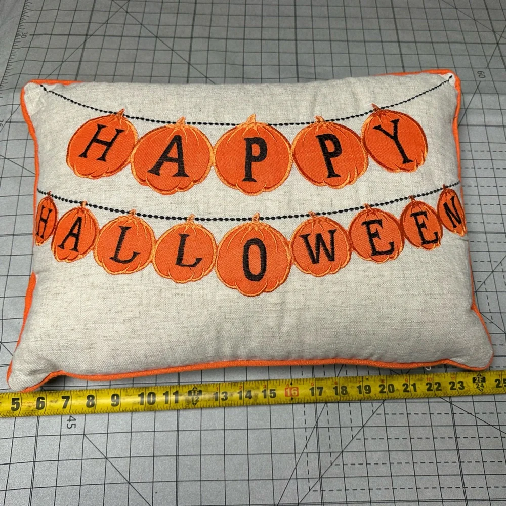 Halloween Pumpkin Holiday Pillow - Orange and Cream